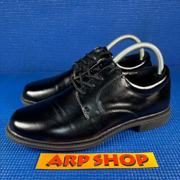 🔴 STACY ADAMS AUSTIN PLAIN TOE OXFORD Size 5M Black Casual Dress Shoes - Picture 1 of 8